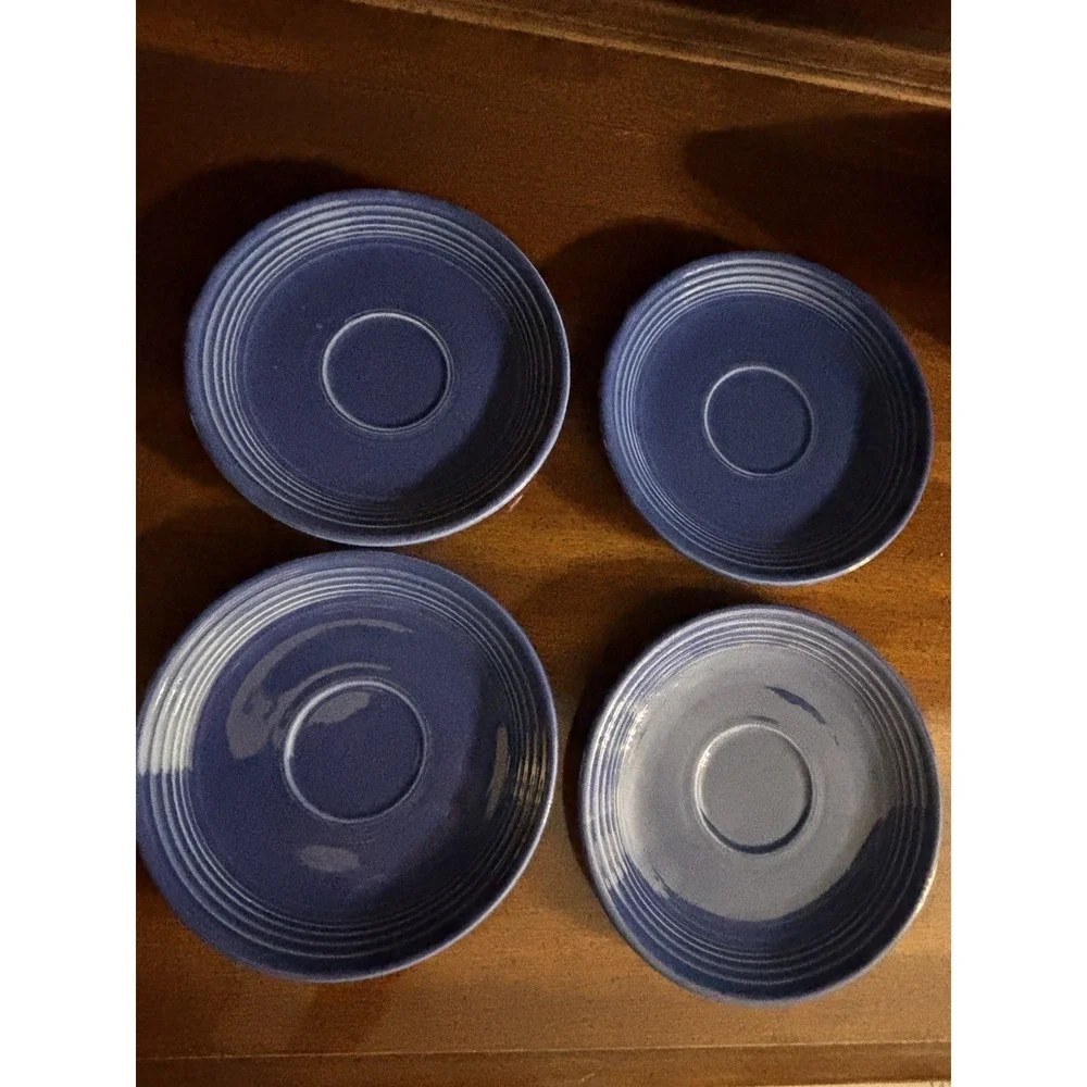 Set of 4 Fiesta Cobalt Blue Saucers Plates one vintage - Picture 13 of 13